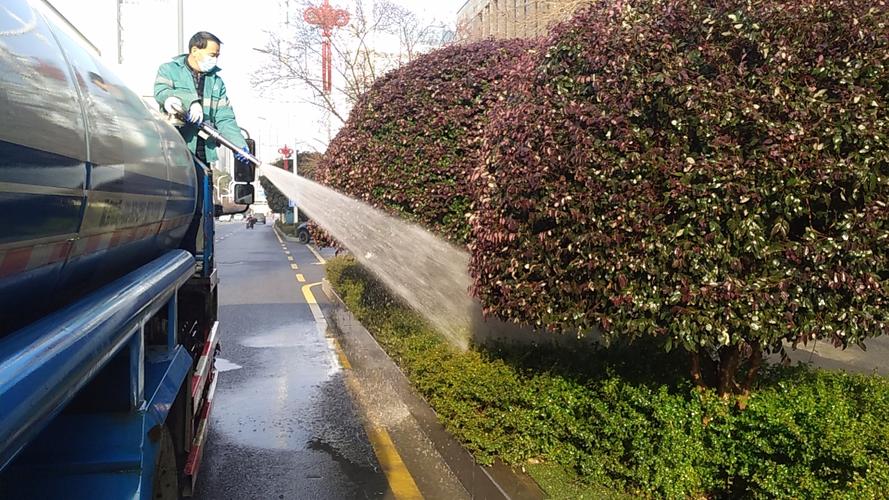 武昌城管绿化队1月24日道路,社区绿化养护工作简报